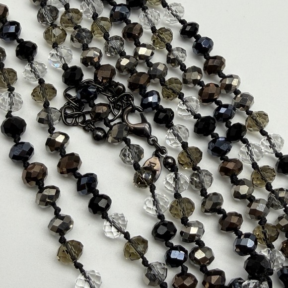 Joan Rivers Jewelry - Joan Rivers Beaded Crystal Flapper Necklace 62" Clear Gray Black AB Japanned